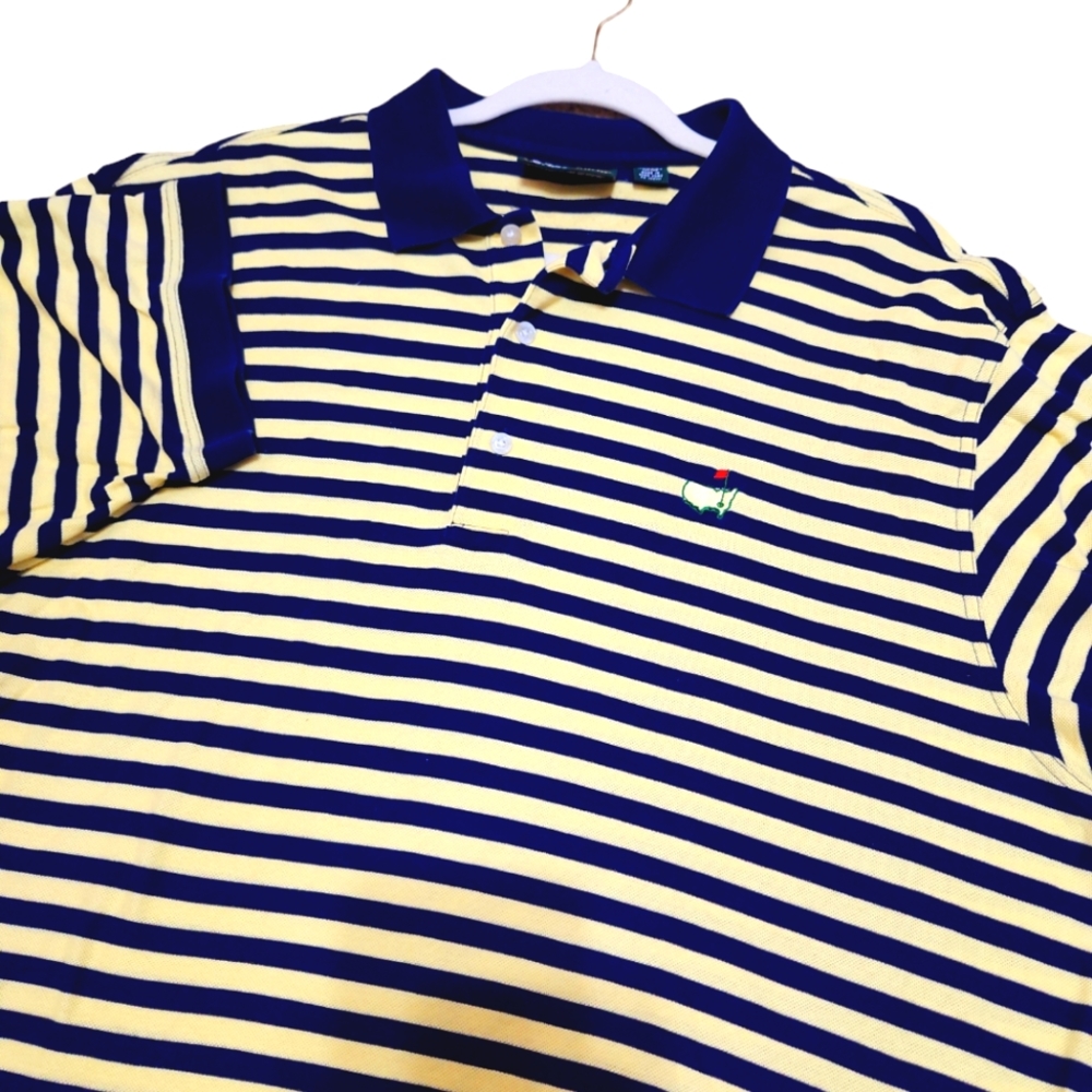 Masters Collection Men's Polo Blue and Yellow‎ Polo Cotto Shirt Size Large